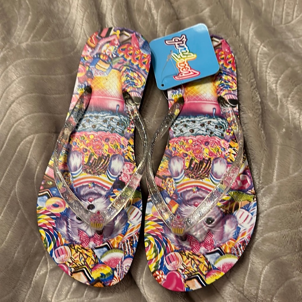 Lisa Frank flip flops